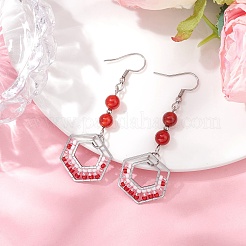 304 Stainless Steel Linking Ring Dangle Earring&nbsp;EJEW-MZ00132