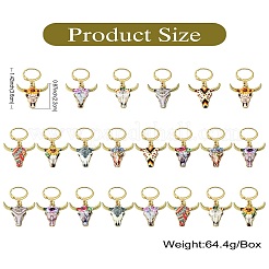 Cattle Alloy Enamel Pendant Locking Stitch Markers&nbsp;HJEW-CJ00032