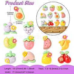 55Pcs 11 Styles Opaque Resin Decoden Flower &  Fruit Cabochons&nbsp;RESI-CJ0004-10