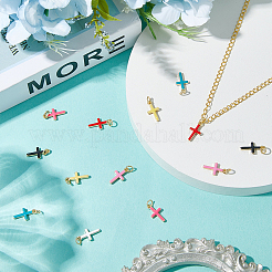 14Pcs 7 Colors Real 18K Gold Plated Eco-Friendly Rack Plating Brass Enamel Pendants&nbsp;KK-BBC0018-80
