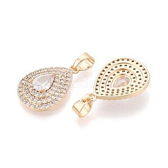 Brass Pave Clear Cubic Zirconia Pendants&nbsp;KK-T081-05G