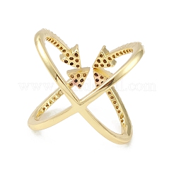 Cubic Zirconia Criss Cross with Arrow Open Cuff Ring&nbsp;RJEW-K240-04G