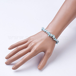 Natural Larimar Beaded Stretch Bracelets&nbsp;X-BJEW-JB02680-01