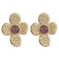 Natural Mixed Gemstone Flower Stud Earrings&nbsp;EJEW-JE05319-01