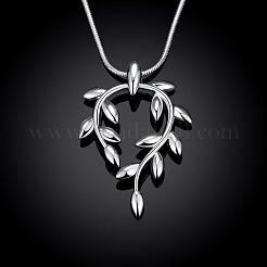 Fashion Popular Silver Color Plated Brass Snake Chain Branch Pendant Necklaces&nbsp;NJEW-BB01574