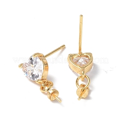 Brass Glass Rhinestone Stud Earrings Findings&nbsp;KK-B063-02G-01