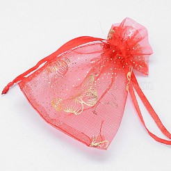 Gold Stamping Butterfly Rectangle Organza Gift Bags&nbsp;X-OP-L006A-02