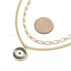 2Pcs 2 Style Clear Cubic Zirconia Horse Eye Pendant Necklace Set&nbsp;NJEW-JN04044