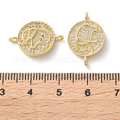 Rack Plating Brass Micro Pave Clear Cubic Zirconia Elephant Connector Charms&nbsp;KK-C084-30G-02
