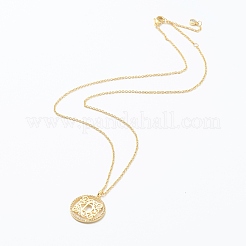 Brass Micro Pave Clear Cubic Zirconia Pendant Necklaces&nbsp;NJEW-J059-01D