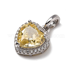 925 Sterling Silver Pave Yellow Cubic Zirconia Pendants&nbsp;STER-F063-01B-02