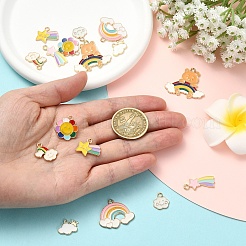 8Pcs 8 Styles Weather Theme Golden Tone Alloy Enamel Pendants&nbsp;ENAM-YW0008-09