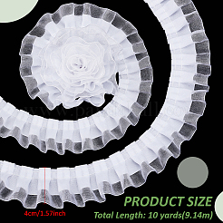 Polyester Double Layer Pleated Lace Ribbon&nbsp;OCOR-WH0097-43B