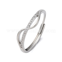 Brass Micro Pave Clear Cubic Zirconia Finger Rings for Women&nbsp;RJEW-S624-02P