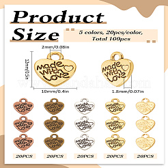 100Pcs 5 Colors Ideas for Valentines Day Gifts Tibetan Style Alloy Charms&nbsp;TIBEP-LP0001-19