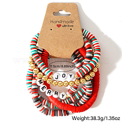 6Pcs Christmas Polymer Clay Heishi Beads Stretch Bracelets for Women&nbsp;AZ3870