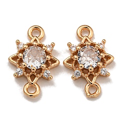Brass Cubic Zirconia Star Connector Charms&nbsp;KK-U037-32G
