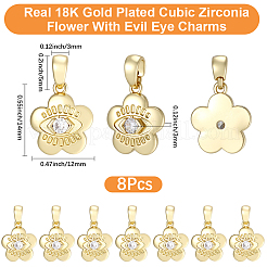8Pcs Brass Micro Pave Cubic Zirconia Pendants&nbsp;KK-BBC0025-37