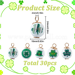 30Pcs Saint Patrick's Day Printed Wood Pendants&nbsp;FIND-DC0004-82
