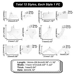 12Pcs 12 Style 201 Stainless Steel Pendants&nbsp;STAS-UN0001-03