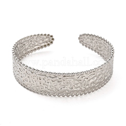 Non-Tarnish 304 Stainless Steel Textured Flat Cuff Bangles&nbsp;BJEW-G694-02P