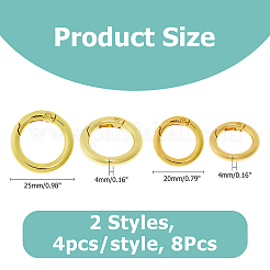8Pcs 2 Styles Rack Plating Brass Spring Gate Rings&nbsp;KK-HS0001-69