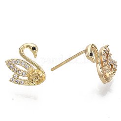 Brass Micro Pave Clear Cubic Zirconia Stud Earring Findings&nbsp;KK-N232-14-NF