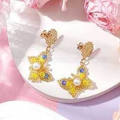 Glass Seed Beads Butterfly Stud Earrings&nbsp;EJEW-MZ00271-02