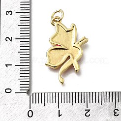 October Breast Cancer Pink Awareness Ribbon Brass Enamel Pendants&nbsp;KK-G525-10G-07