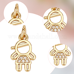 12Pcs 12 Style Brass Micro Pave Clear Cubic Zirconia Charms&nbsp;ZIRC-WR0001-07