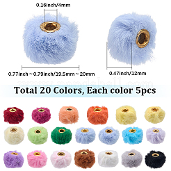 100Pcs 20 Colors Imitation Rabbit Hair European Beads&nbsp;FIND-PA0001-27