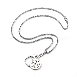 201 Stainless Steel Pickleball Paddle Pendant Box Chain Necklaces for Women Men&nbsp;NJEW-H050-01B-P