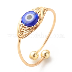 10Pcs 10 Style Resin & Lampwork Evil Eye Beaded Finger Rings&nbsp;RJEW-JR00478