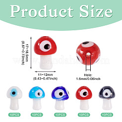 50Pcs 5 Colors Handmade Evil Eye Lampwork Beads Strands&nbsp;LAMP-TA0001-90