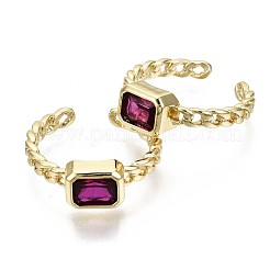 Brass Micro Pave Cubic Zirconia Cuff Rings&nbsp;RJEW-S044-119D-NF