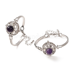 Rotating Sun Natural Amethyst Link Bracelets&nbsp;GG-CBA0251-11P-13