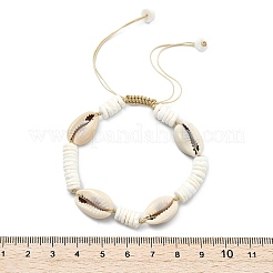 Cowrie Shell & Natural White Shell Beaded Adjsutable Bracelets&nbsp;BJEW-JB13918