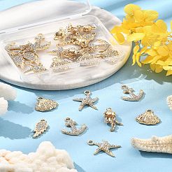 25Pcs 5 Style Alloy Crystal Rhinestone Pendants&nbsp;FIND-FS0004-14