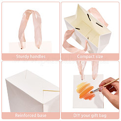 30Pcs Paper Gift Tote Bags with Pink Ribbon&nbsp;ABAG-GL0001-12