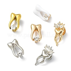 6Pcs 6 Colors Tooth Alloy Rhinestone Brooches for Backpack Clothes&nbsp;JEWB-CJ0001-86
