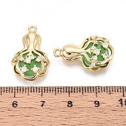 Brass Micro Pave Clear Cubic Zirconia Cat Eye Pendants&nbsp;KK-T071-16G-B02