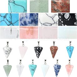 11pcs 11 style Cone/Spike/Pendulum Natural & Synthetic Gemstone Pendants&nbsp;G-NB0003-05