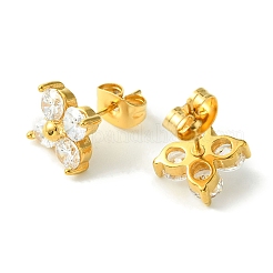 PVD Vacuum Plating 304 Stainless Steel Cubic Zirconia Stud Earrings for Women&nbsp;EJEW-L284-17G