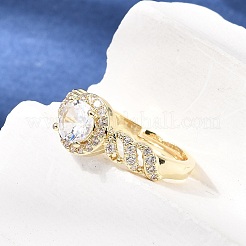 Brass Micro Pave Clear Cubic Zirconia Cuff Open Rings&nbsp;CU-CBA5C10-17G