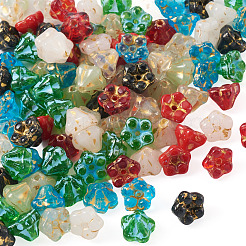 100Pcs Baking Paint and Golden Metal Enlaced Glass Beads&nbsp;DGLA-TAD0001-02