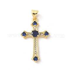 Brass Micro Pave Cubic Zirconia Pendants&nbsp;KK-P294-07G