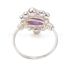 Round Natural Lapis Lazuli & Amethyst & Green Aventurine & Carnelian Finger Ring&nbsp;RJEW-TA00162