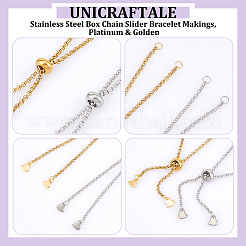 10Pcs 2 Colors 304 Stainless Steel Box Chain Slider Bracelet Makings&nbsp;AJEW-UN00016