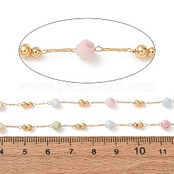 Brass & Glass Beaded Chain&nbsp;KK-CBA3B44-14G