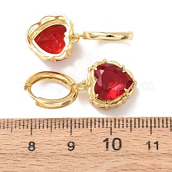 Valentine's Day Heart Brass & Glass Hoop Earrings&nbsp;EJEW-Z164-23G
